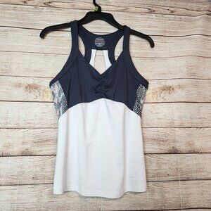 Bolle Women's Size Small Racerback Tank Top Tennis Activewear Navy Blue White